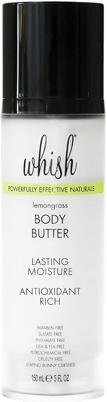 Manteiga corporal Whish com manteiga de karité, aloe vera e framboesa, fragrância de capim-limão