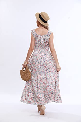 Image of OSTOO Women's 2026 Summer Boho Floral Print Tiered Casual Flowy Long Maxi Dress