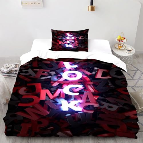 Housse de couette graffiti 3D rouge microfibre infroissable 2 pièces - 2