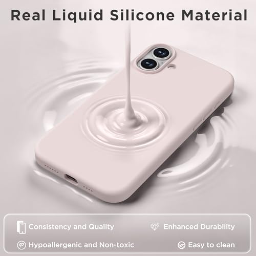 Image of Magnetic for iPhone 16 Case, Compatible with MagSafe, Liquid Silicone Phone Cover with Screen Protector & Camera Protector, Soft Anti-Scratch Microfiber Lining Inside 6.1 inch, Lovely Pink