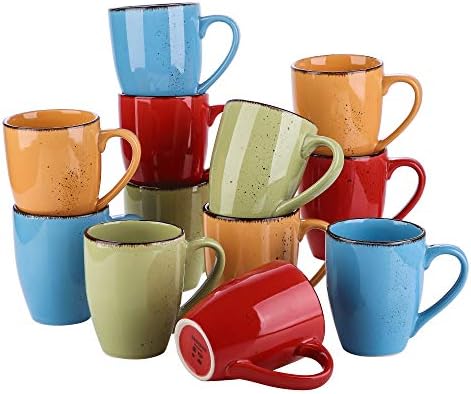 vancasso Navia Tropical Tea Coffee Mug Set of 4, Stoneware Extra Large Coffee Tea Hot Cocoa Coffee Cup Mugs, Modern Ceramic Drinking Cups, Multicolour, 350ml/12.3 oz