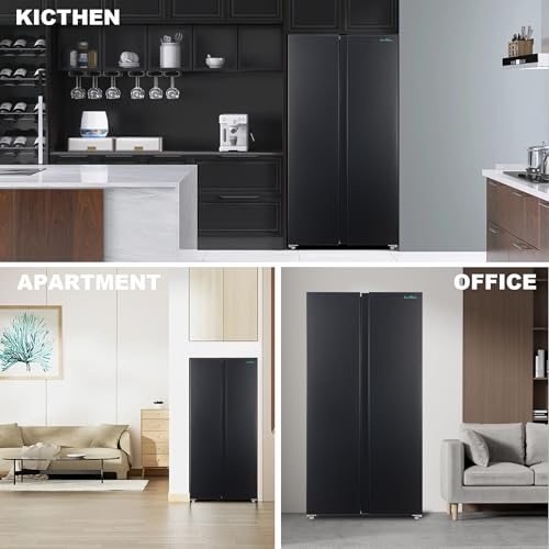 Iceblue 15.6 Cu.Ft. Side-by-side Refrigerators, 33" Full Size Refrigerator, Zoning Temperature Control Beverage Refrigerator with Freezer, Frost Free Beverage Fridge - Black Stainless Steel - Image 5