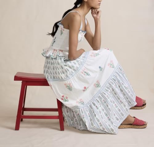 Image of Women Y2k Boho Maxi Dress Tie Shoulder Backless Strappy Tiered Flowy Dress 2024 Summer Floral Beach Sundress