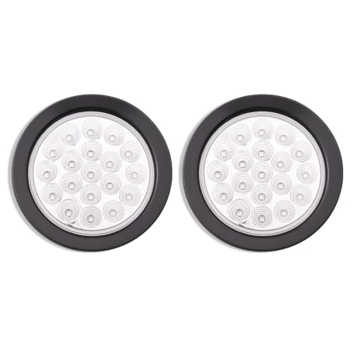 Image of 2PCS 4 Inch 19LED Red+Blue Round Led Trailer Tail Lights,Brake Stop Turn Signal Light w /Grommets,12V,IP67 Waterproof,3-Prong Wire Pigtails