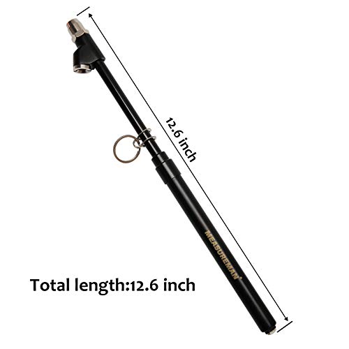 Image of MEASUREMAN Heavy Duty Dual Head Truck Tire Gauge, Solid Brass Body, Black Painting, Aluminum Slide, with Hook, Range 10-150psi /kpa