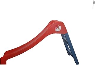 زحليقة من البلاستيك بتصميم آمن مستقرة مع سلم للأطفال أقل من 8 سنوات، من 2 قطعة بلون أحمر وأزرق