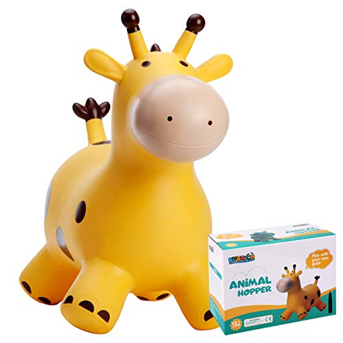 Babe Fairy Giraffe Bouncy Horse Hopper for Toddlers-Jumping Horse Bouncy Buddies-Inflatable Bouncy Animals Hopping Toys with Pump-Gift for 18 Months 2 3 4 Year Old Kid Girl Boy(W/ Pump)