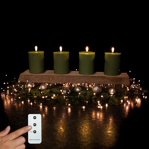 INSPINOVIA LED Echtwachs Kerzen 4er Set mit Fernbedienung & Timer |...
