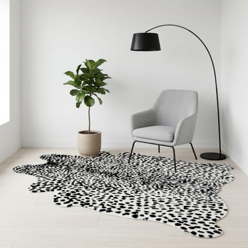 Tapete falso animal negro y blanco 4.5'x6.2'