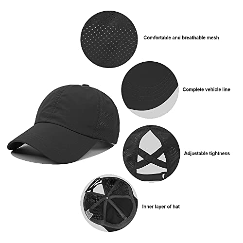 Gorra de béisbol mujer negra con ajuste rápido miniatura 4