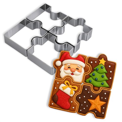 4Pcs Puzzle Cookie Cutter Set - Puzzle Piece Fondant Cutter Stainless Steel Clay Cutters Fondant Biscuit Cutters Tool for Baking Cutting Shapes - Small Cookie Cutters for Baking Birthday Decoration 4Pcs Puzzle Cookie Cutter Set - Puzzle Piece Fondant Cutter Stainless Steel Clay Cutters Fondant Biscuit Cutters Tool for Baking Cutting Shapes - Small Cookie Cutters for Baking Birthday Decoration