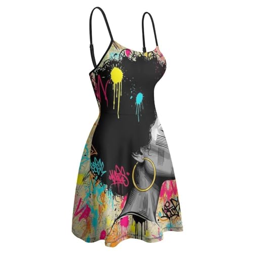 African American Women Spaghetti Strap Summer Dress