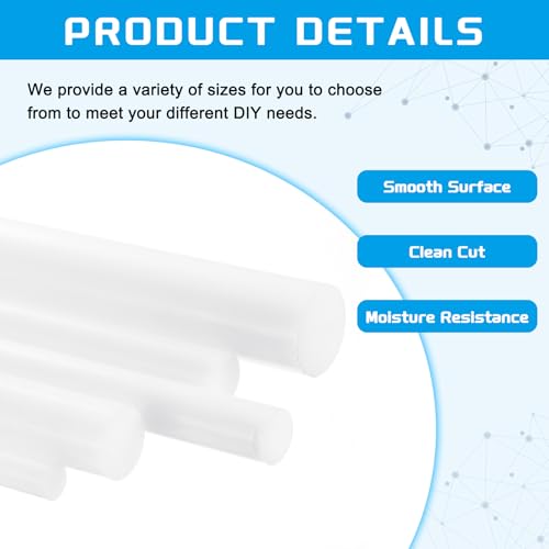 QUARKZMAN 3 Stück ABS Kunststoffstäbe, Durchmesser 20mm Länge 300mm Kunststoffstab Rund für Mechanischer Einsatz, Schulprojekt, Werkstattanwendung, DIY-Reparatur (Weiß)