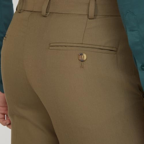 Image of Park Avenue Men's Smart Fit Mid Rise Solid Pattern Poly Viscose Blend Pleatless Formal Trouser