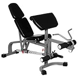 XMark FID Flat Incline Decline Weight Bench, Adjustable Bench, Decline to Full Military Press Position, Preacher Curl and Leg Extension XM-4419 (Gray)