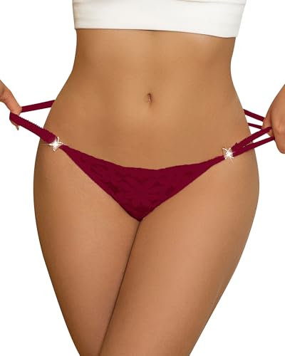 Image of Banamic Sexy Thongs for Women G-String Thongs with Double Straps Panties | Floral Pattern, Lace Breathable Fabrics, Elastic, All-Day Comfort for Romantic Dates, Daily Wear