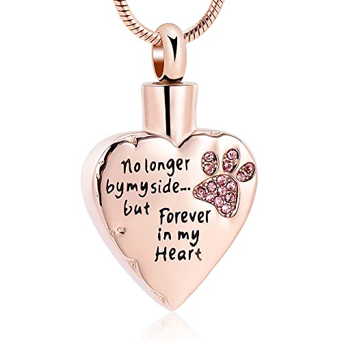 VCCWYQK Urn Necklace for Ashes Personalized Urn Pendant Heart Necklace Pets Paw Print Keepsake Waterproof Memorial Gifts for Dogs