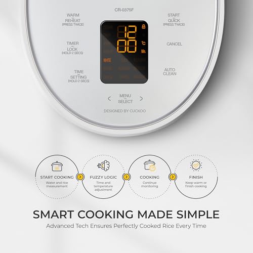 Image of CUCKOO Multifunctional Electric Rice Cooker | 2 Litres Premium Non-Stick Pot | 6 Cups or 650 Grams Raw Rice Cooking Serves 2-6 People | 580 Watt Multi Cooker With 13 Menu Presets & Auto Clean Feature (white--)