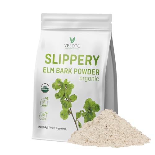 Slippery Elm Bark & Slippery Elm Powder Organic 454g, 100% Pure Inner Bark, Natural Herbal Supplement, Soothes Throat, Cough & Digestive Health, Supports IBS, Acid Reflux, Vegan, Gluten Free, Non-GMO