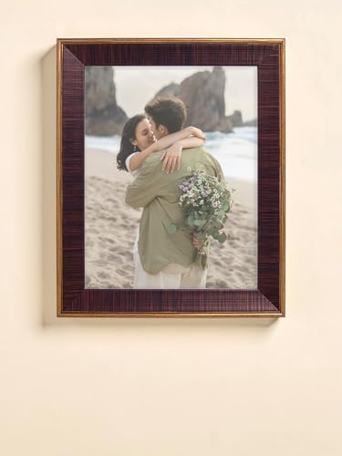 Image of GOLDEN PEACOCK 6x8 Inch Photo Frame - Antique Brown & Gold Finish | Vintage Decorative Tabletop & Wall Hanging Picture Frame for Home, Living Room & Gifting