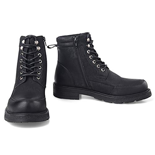 GM GOLAIMAN Men's Motorcycle TAFT Dress Boots - Lace Up Zip Boots Military Tactical Work Combat Hiking Botas Invierno Hombre 10 M US, 5 Black