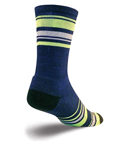 SockGuy Wooligan 4in Lime Stripe Cycling/Running Socks (Lime Stripe - S/M)