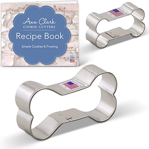 Ann Clark Cookie Cutters 2-Piece Dog Bone Cookie Cutter Set with Recipe Booklet, 2