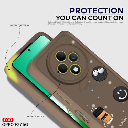 Image of AESTMO Back Case Cover for Oppo F27 5G | Cute Fun Cartoon 3D Ball | Coffee Silicone Case | Full Body Protection | Camera Protection Back Cover for Oppo F27 5G (Brown)
