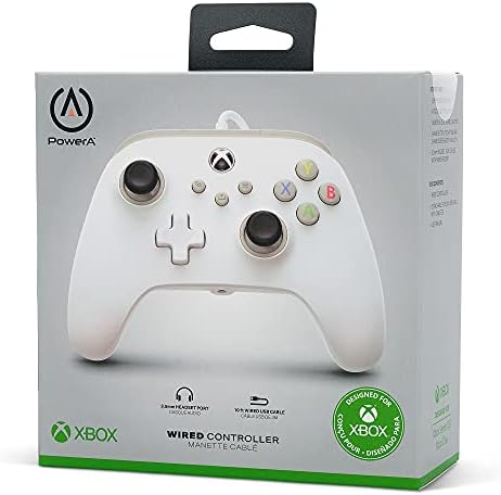 PowerA Wired Controller For Xbox Series X|S - White, Gamepad, Wired Video Game Controller, Gaming Controller, Works with Xbox One (Xbox Series X)