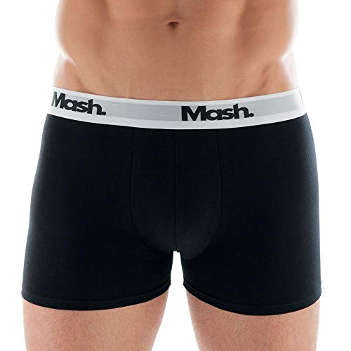 Mash - Cueca Boxer 110.16, Masculino, Preto/Branco/Cinza Mescla Escuro, M
