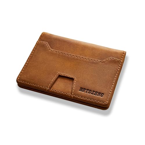 Men's Slim Wallet, Genuine Leather Wallet for Men, RFID Blocking Credit Card Holder for Men, Minimalist Credit Card Wallet (brown)