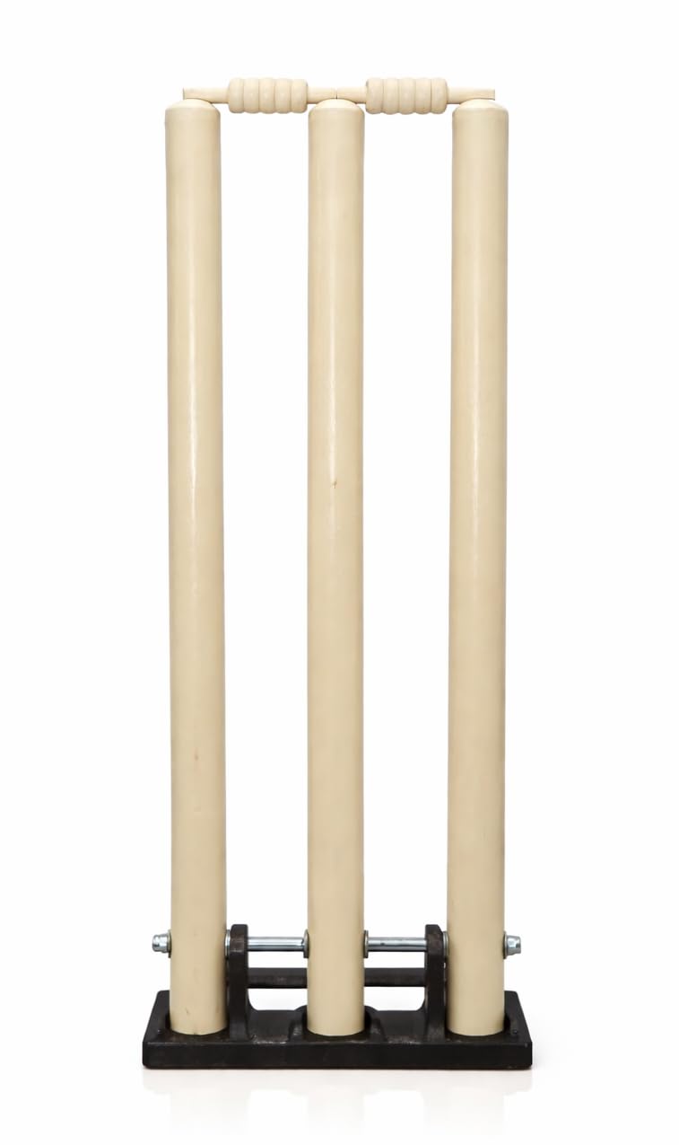 LIVOX® Sports Wooden Cricket Stumps with Bails - Senior | Iron & Spring Stumps for Cricket | Wickets for Cricket Practice | Cricket Stumps Wooden | Wood Cricket Stump (White)