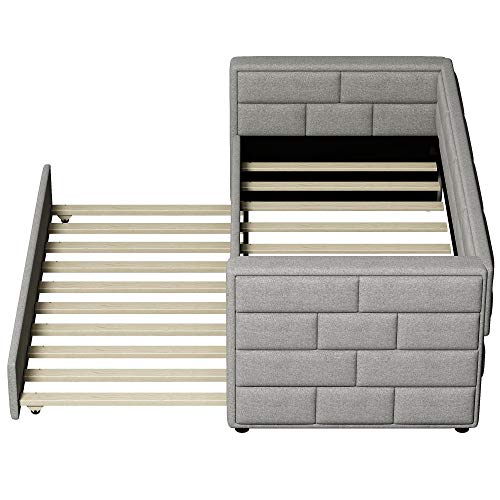 Polibi-Twin-Size-Upholstered-Daybed-with-Trundle-Upholstered-Daybed-with-Padded-Back-and-Sides-Grey 41RHpC1sCSL