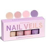 LONDONTOWN Perfecting Nail Veil Mini Set - Enhancing Nail Care Color, Nail Protectant, Nail Strengthener, Natural Tint, Vegan and Cruelty-Free, Chip-Resistant, 4 Piece, 0.24 fl. oz. each