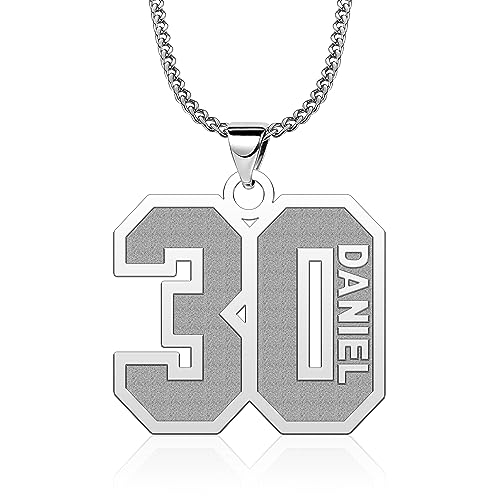 Number Necklace with Name Personalized Engraved Custom Number Chain 925 Sterling Silver