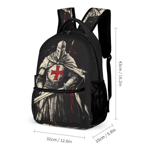 Knights Printed Backpack with Lunch Box Bag Pencil Case Pouch 3pcs Daypack Set for Women Men2