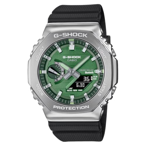 �J�V�I G-Shock Bluetooth �A�i���O-�f�W�^�� �O���[���_�C���� �����Y GBM-2100A-1A3DR (G1583)�A�u���b�N�A49.3 × 44.4 × 11.9 mm�A�X�g���b�v