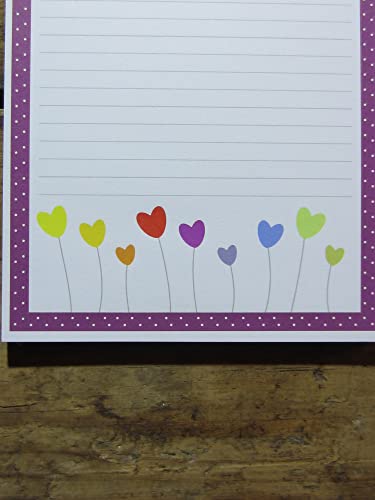 Notizblock DIN A6 I liniert I Herzblumen I Polkadots I 50 Blatt I 3er Set