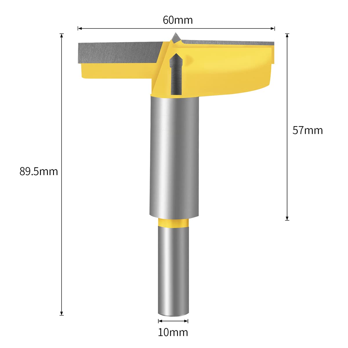 Meccion Broca Forstner Fresadora para Carpintería, Sierra de Corona de Carburo Excelente para Hacer Agujeros Ciegos o Pasantes en Madera,Largo 60mm