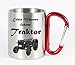 Creativ Deluxe Edelstahltasse mit Carabiner Echte Männer Fahren Traktor Blechtasse, Campingtasse,Kaffeetasse mit Motiv,Bürotasse, Bedruckte Tasse mit Sprüchen oder Bildern