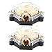 Juqrelith Power Distribution Block 1 in 3 Ways, 1/0 to 4 or 8 Gauge, 2 Pack, Industrial Grade Plastic Cover - Durable Circuit Protector, Amplifier Cable Splitter for Car Boat Audio Syste