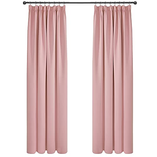 Deconovo Cortinas Salón Opacas Modernas Térmicas Aislante Decorativas Fruncidas 2 Piezas 140x200cm Rosado