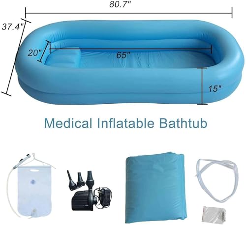 Kit baignoire gonflable portable avec pompe et sac d'eau pour lit - 6