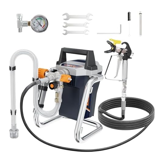 Airless Farbsprühgerät mit Druckmesser, Spritzpistole, Schläuchen und Zubehör, Professionelles Farbsprühsystem