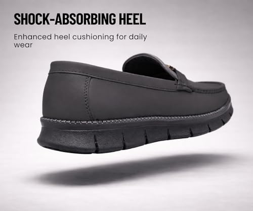 Image of Kraasa Men's Casual Loafers | Synthetic Leather Upper | Comfortable PU Sole | Slip-On Buckle Office, Party Shoes