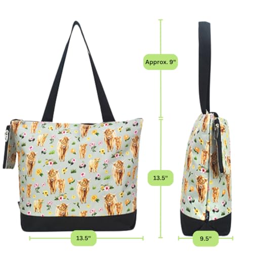 Image of NGIL Medium Top Zipper Closure Canvas Tote Bag with Attached Matching Coin Purse For Moms and Nurses