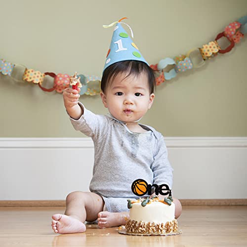 Basketball One Cake Topper, Orange Glitter Cake Topper For 1St Birthday/Baby Shower Party Supplies, Basketball First Birthday Party Decorations #TOP5