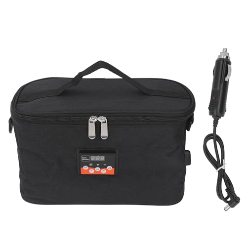 Luqeeg Borsa Termica per Auto, Scaldavivande Elettrico, Forno Portatile con Display a Temperatura Regolabile 30w 8l 12v per Cucinare e Riscaldare Gli Alimenti in Auto (BLACK)
