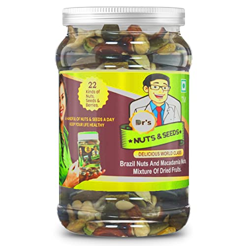 Image of Organic Mixed Nuts, Dry Fruits, Seeds and Berries - 300 Gms - Roasted and Crunchy Nutritious Snack - 22+ Varieties like Almonds, Cashew, Cranberries, Sunflower Seed, Seeds, Peacans, Pista, etc