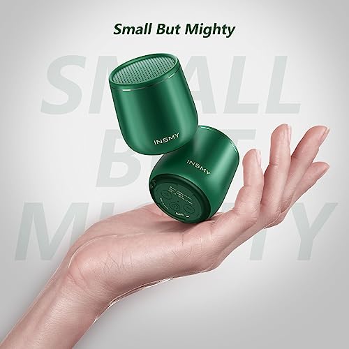 Image of INSMY Small Bluetooth Speaker, Waterproof Mini Portable Wireless Speaker, Punchy Bass Rich Audio Stereo Pairing, Handheld Pocket Size for Hiking Biking Gift Laptop Tablet (Green)